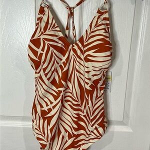 Tropical Leaf Print Swimsuit